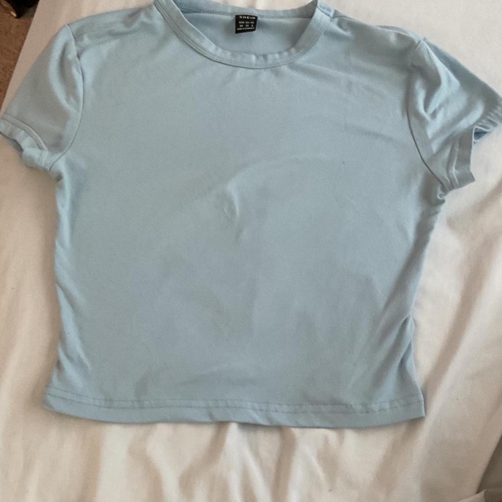 SHEIN Light Blue Short Sleeve Crewneck Tee